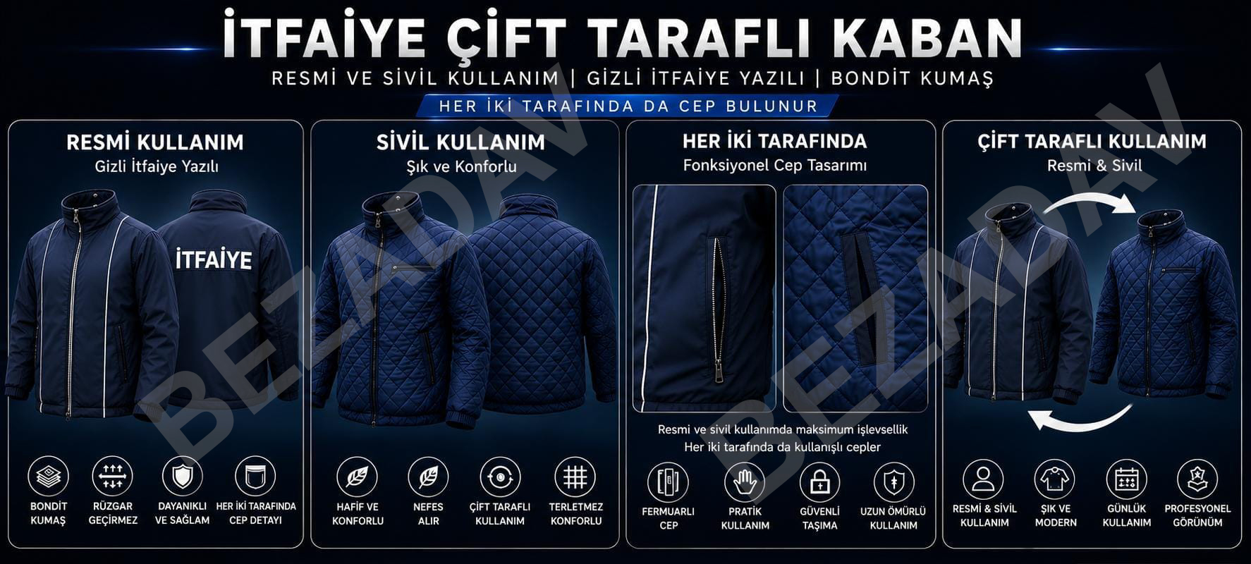 İtfaiye Çift Taraflı Kaban